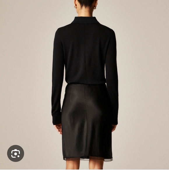 J Crew Gwen knee-length slip skirt in viscose charmeuse CI656 Size XL NWT Black - Picture 2 of 7